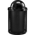 Global Equipment Outdoor Steel Diamond Trash Can With Dome Lid, 36 Gallon, Black 261948BK